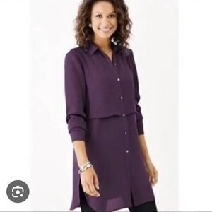 J. Jill Deep Purple Shirt Long Blouse